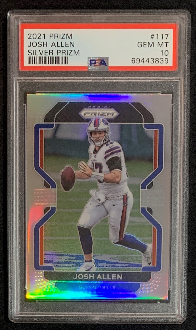 Josh Allen 2021 Panini Silver Prizm Football Card #117 Graded PSA 10