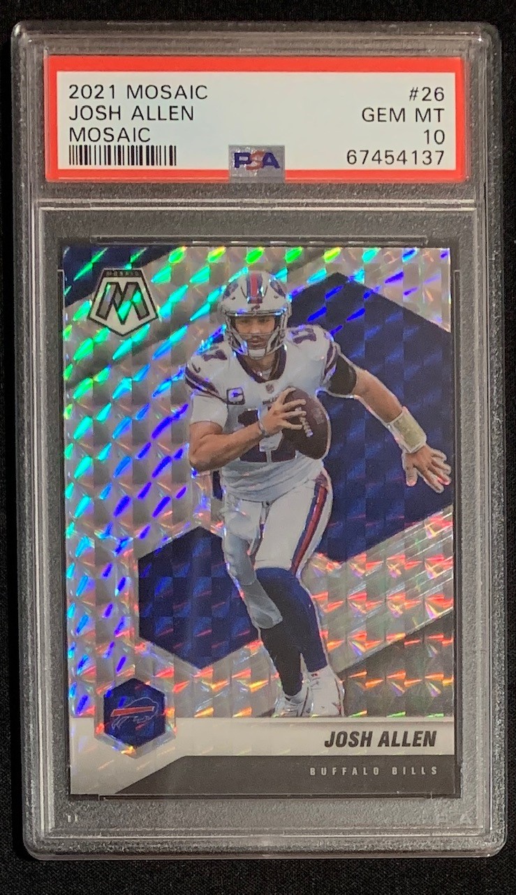 Josh Allen 2021 Panini Mosaic Silver Prizm Football Card #26 Graded PSA 10