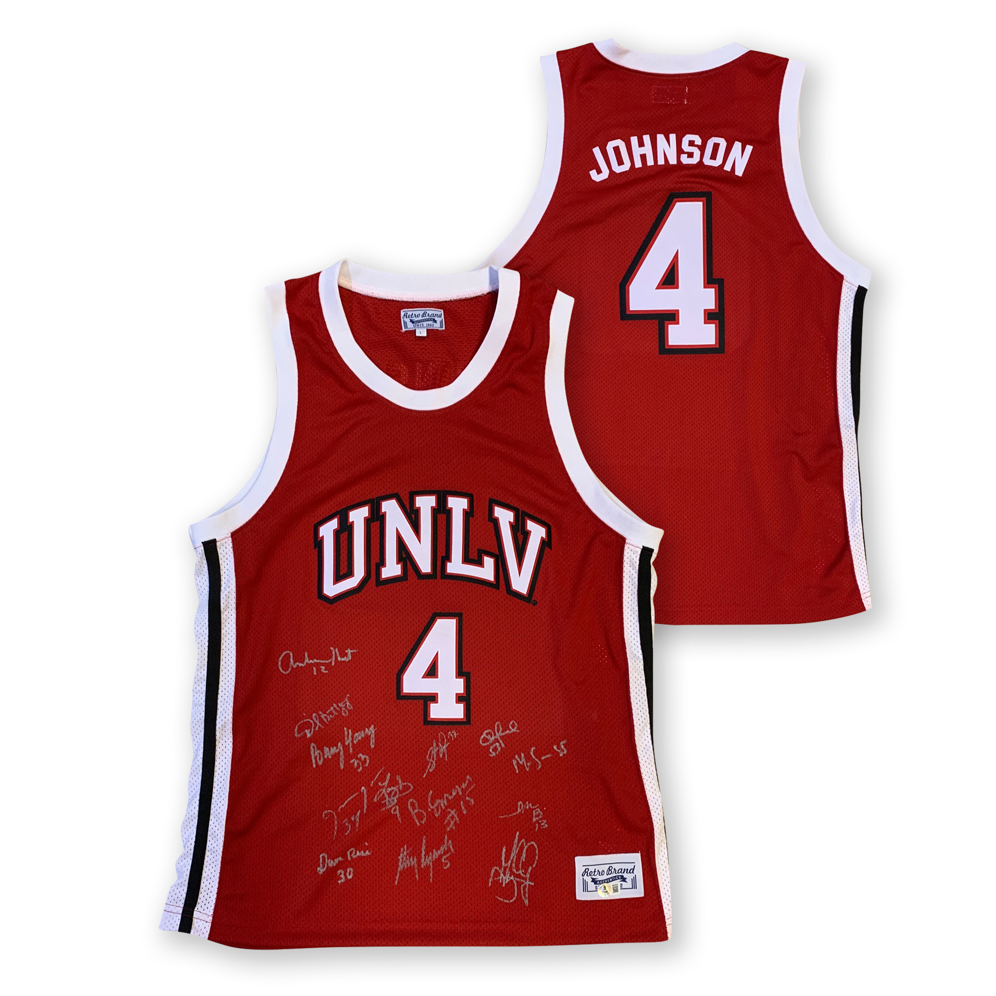 1990 UNLV Rebels Autographed National Championship Team Signed Basketball Jersey Beckett COA 1990 UNLV Rebels Autographed National Championship Team Signed Basketball Jersey Beckett COA