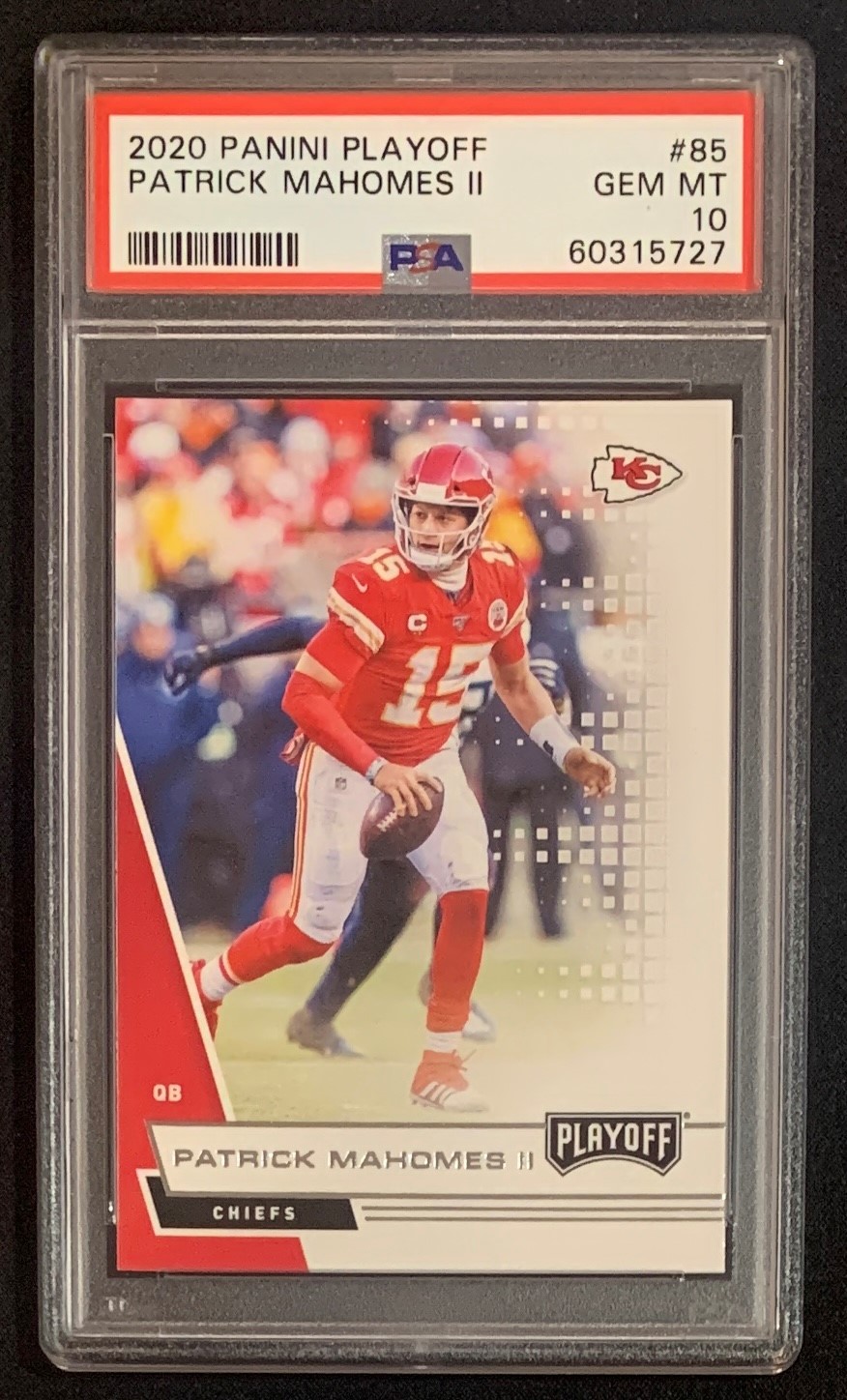 Patrick Mahomes 2020 Panini Playoff Football Card #85 Graded PSA 10