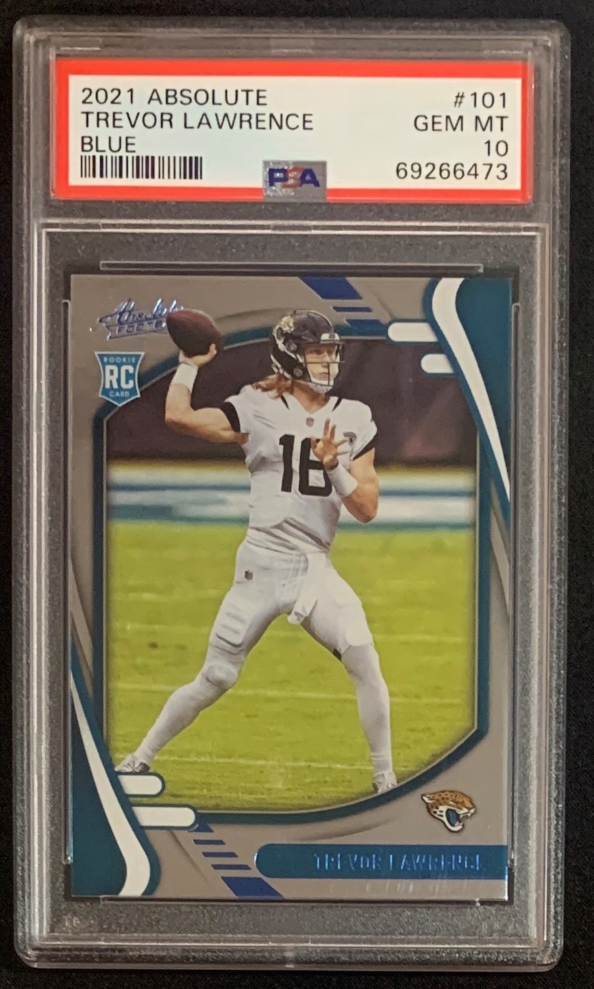 Trevor Lawrence 2021 Panini Absolute Blue Football Rookie Card RC #101 Graded PSA 10