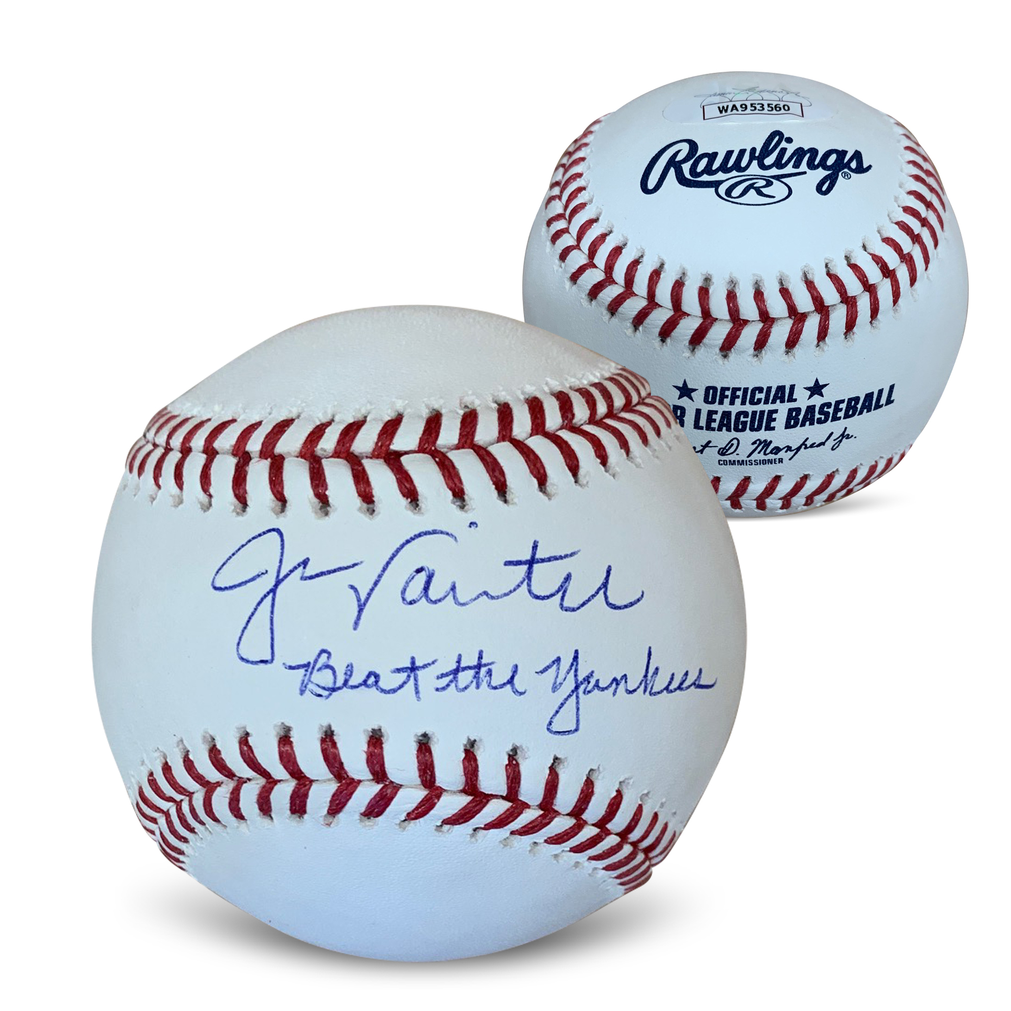 Jason Varitek Autographed MLB Signed Baseball BEAT THE YANKEES JSA COA With UV Display Case