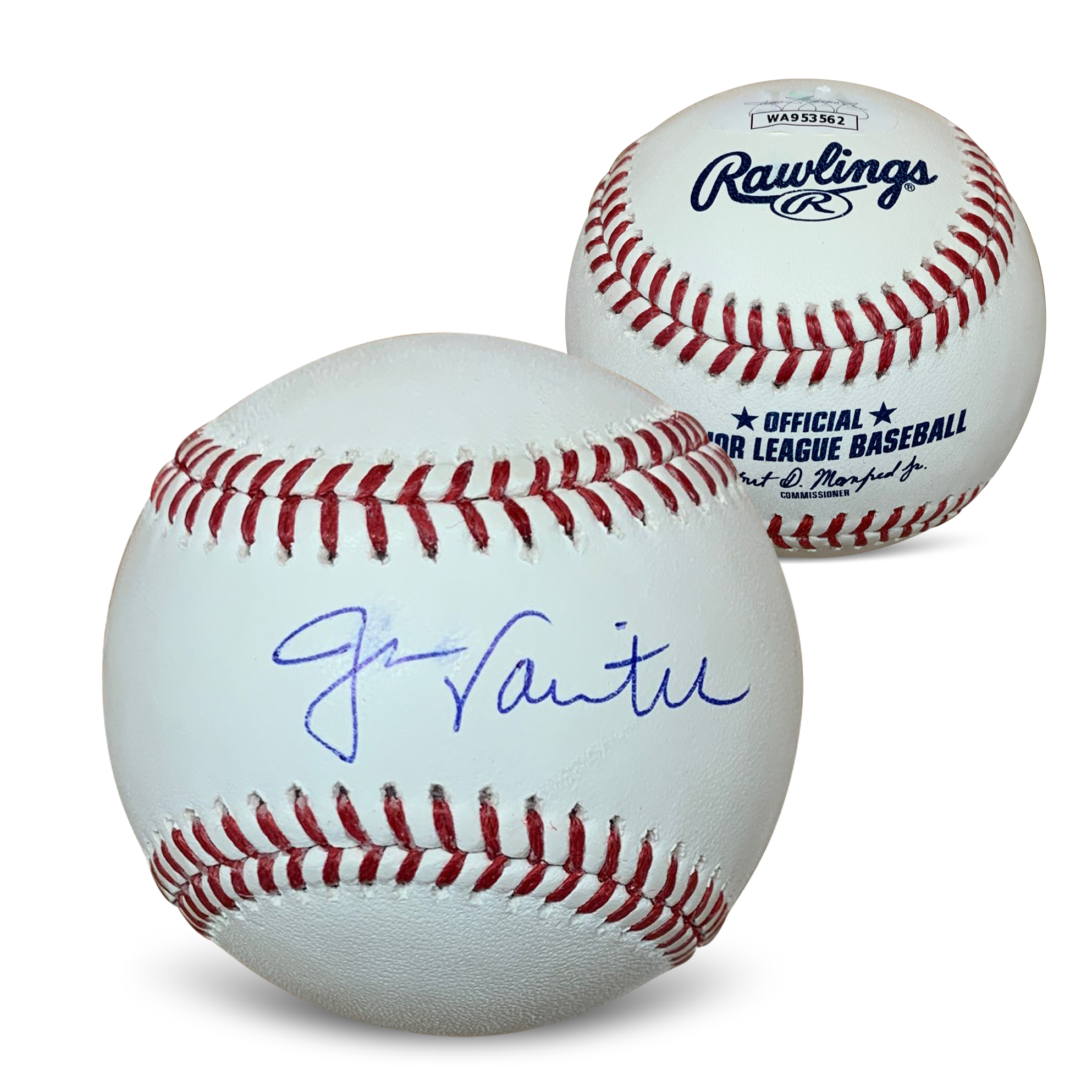 Jason Varitek Autographed MLB Signed Baseball JSA COA With UV Display Case Smudged