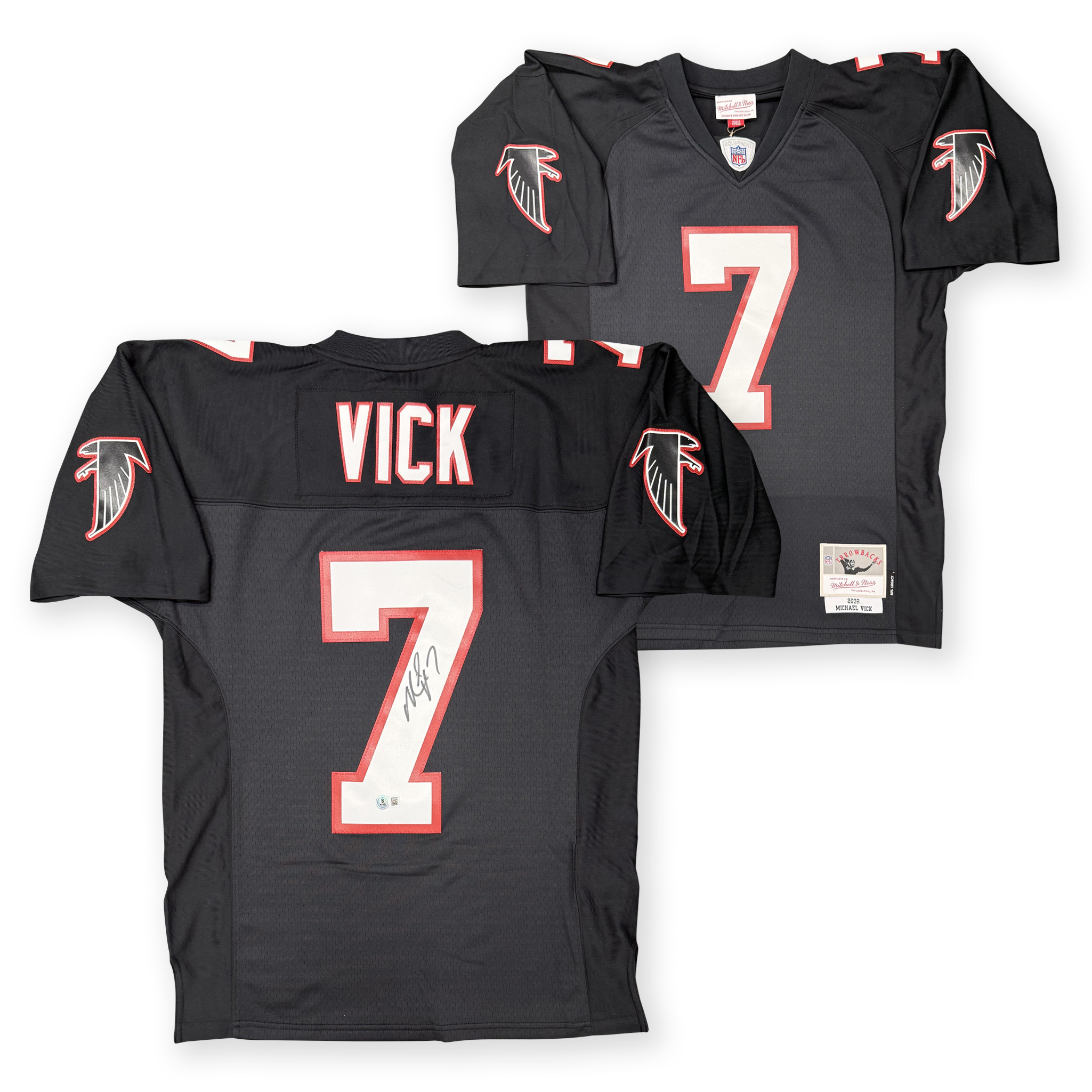 Michael Vick Autographed Atlanta Falcons Mitchell and Ness Signed Black Football Jersey Beckett Authenticated COA