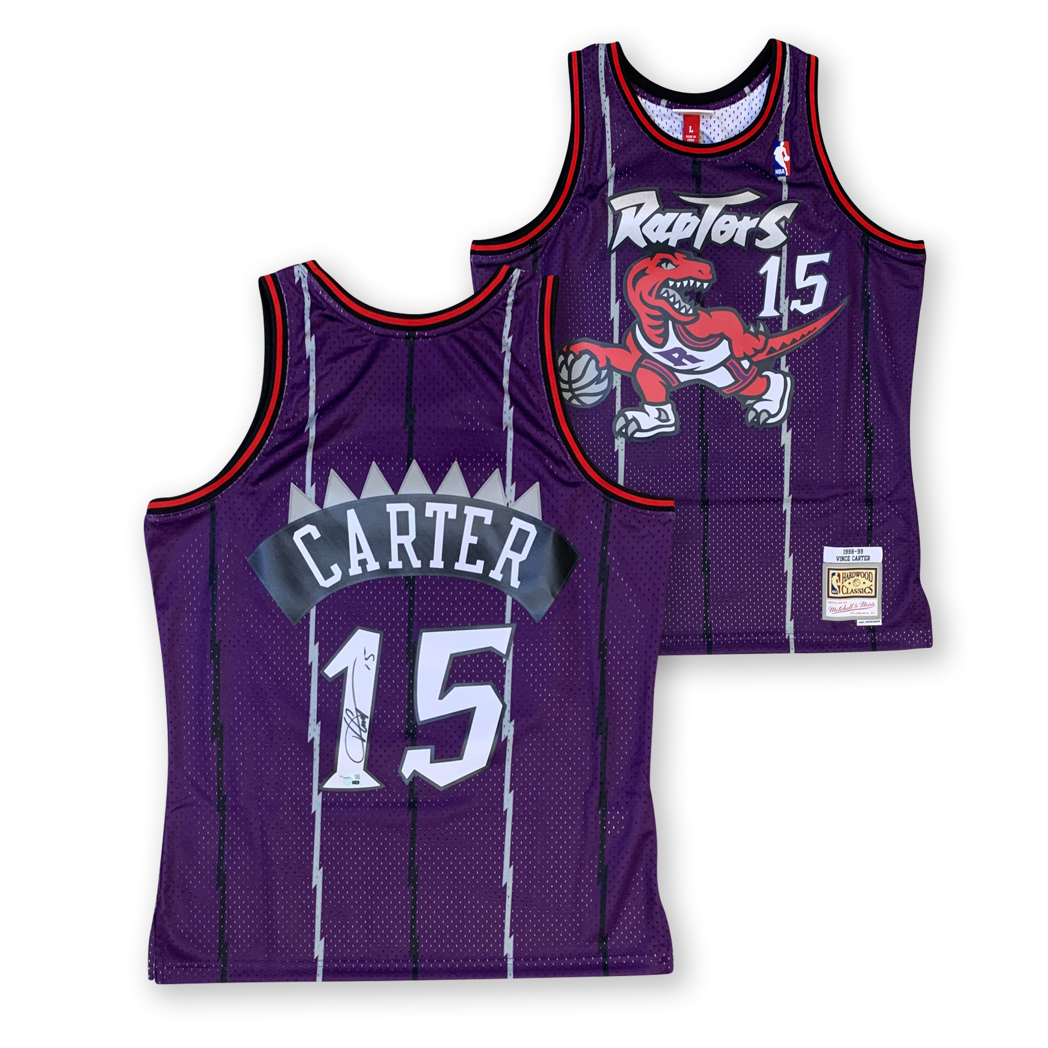 Vince Carter Autographed Toronto Raptors Signed Mitchell and Ness Swingman Basketball Jersey Fanatics COA Purple
