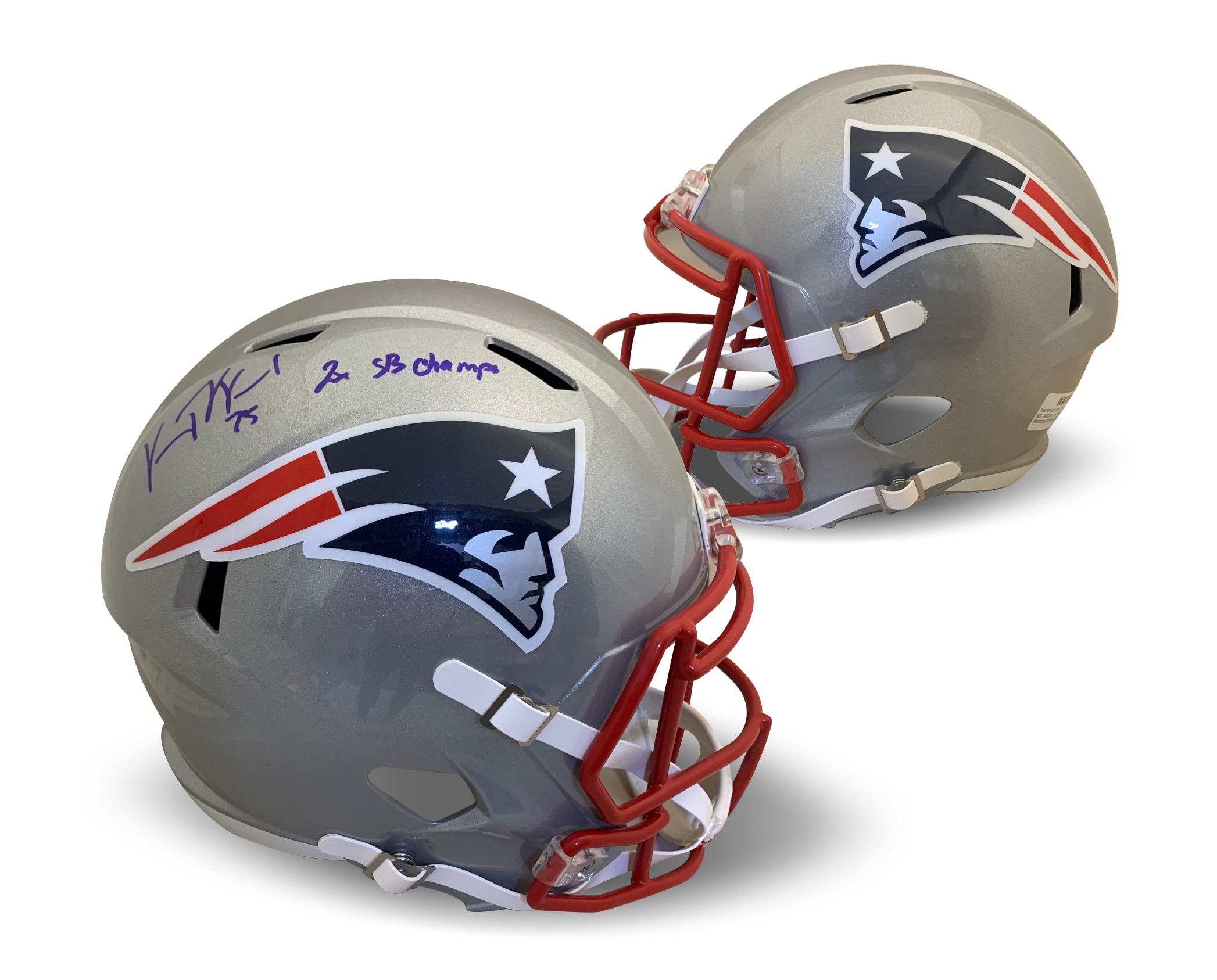 Vince Wilfork Autographed New England Patriots Signed Football Full Size Replica Helmet 2 x SUPER BOWL CHAMP JSA COA