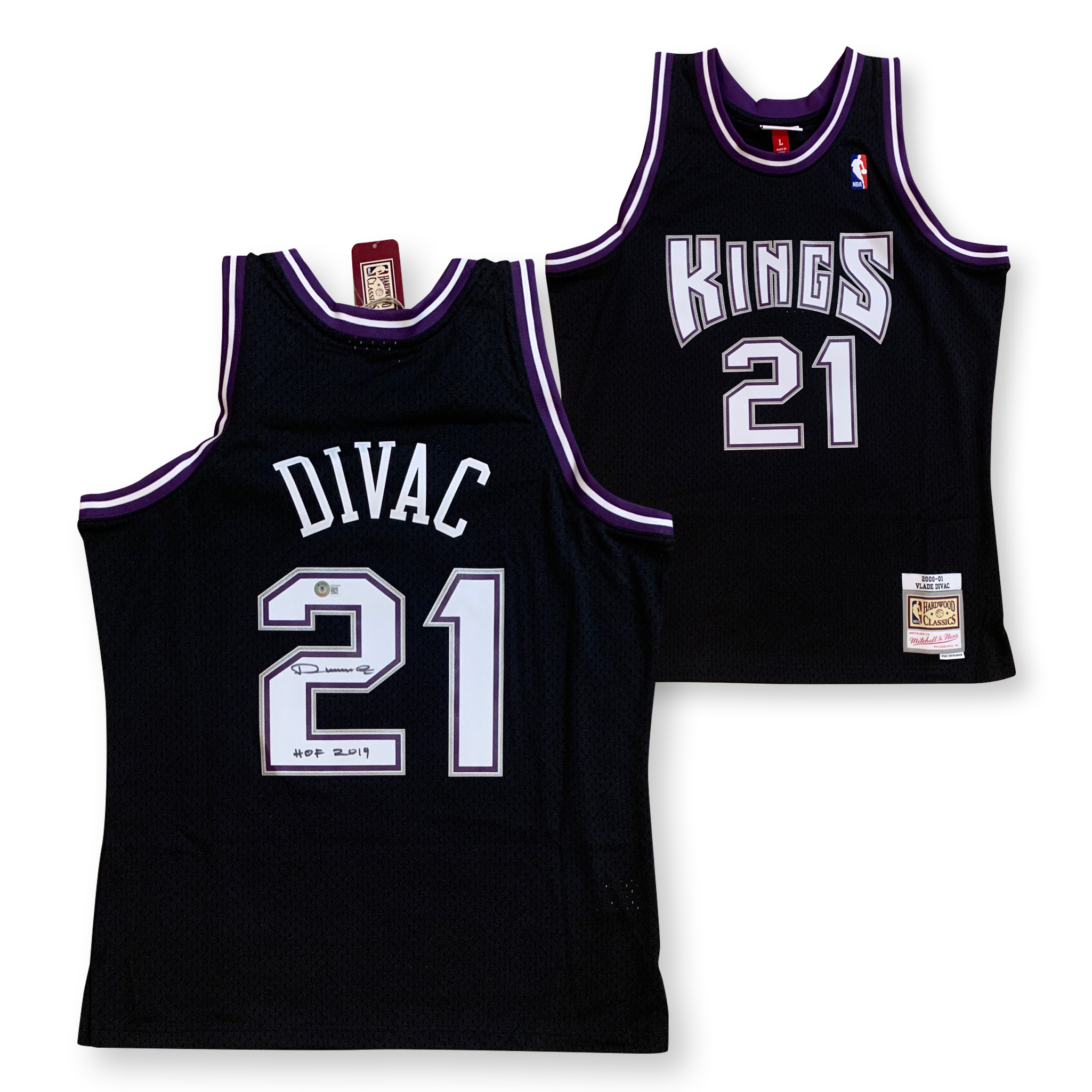 Vlade Divac Autographed Sacramento Kings Signed Mitchell & Ness Swingman Basketball Jersey Hall of Fame HOF 19 Beckett COA