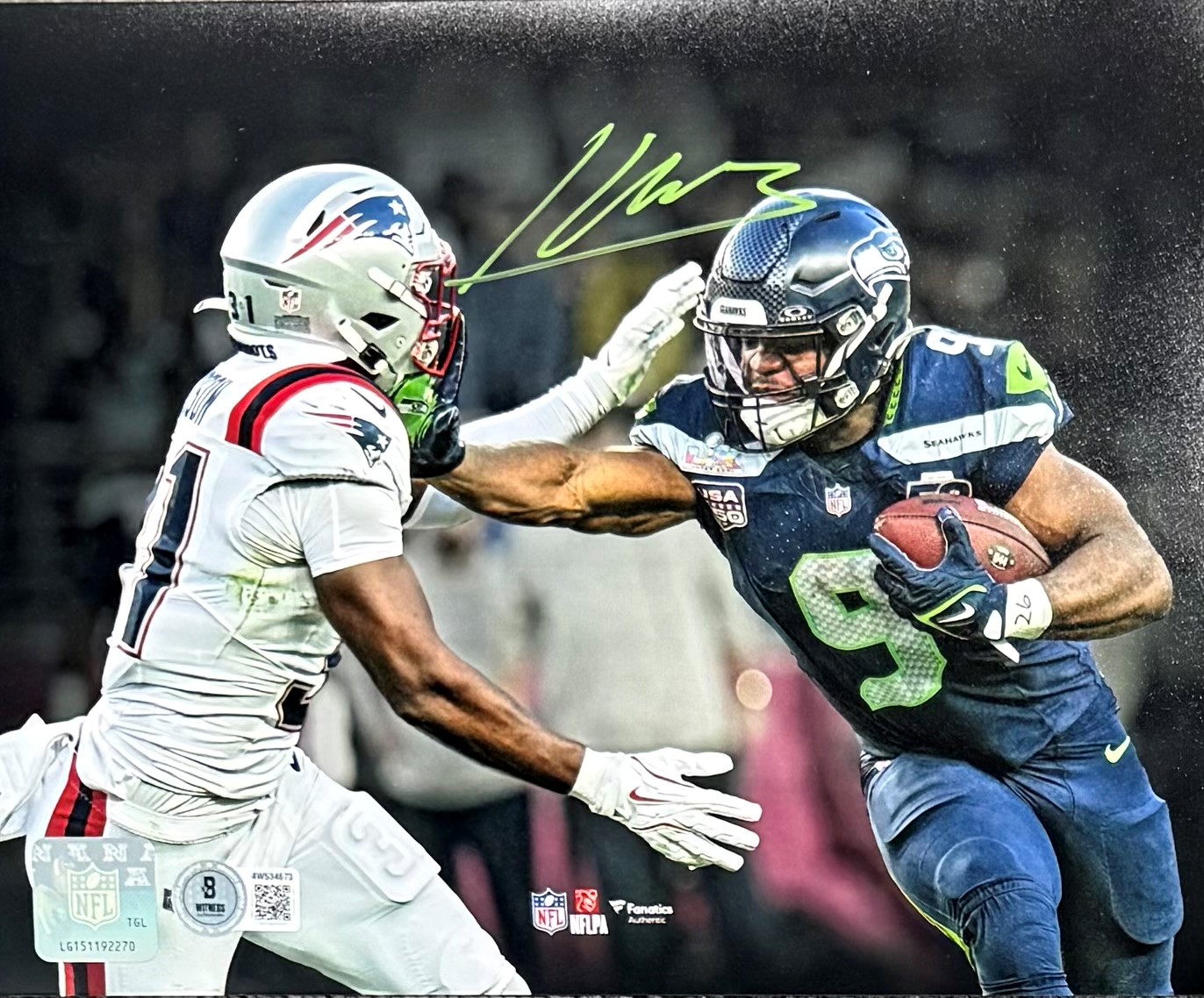 Kenneth Walker III Autographed Seattle Seahawks Super Bowl LX 60 Signed 8x10 Football Photo Beckett Witness Authenticated