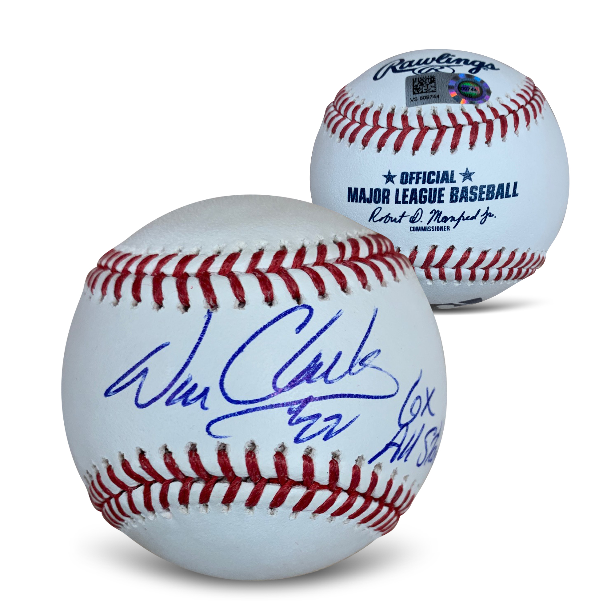 Will Clark Autographed MLB Signed Baseball 6 x ALL STAR Hologram COA With Display Case