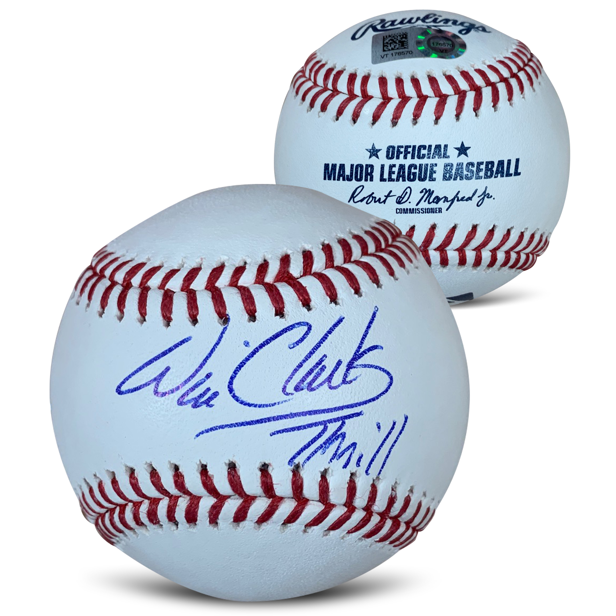 Will Clark Autographed MLB Signed Baseball THE THRILL Hologram COA With Display Case