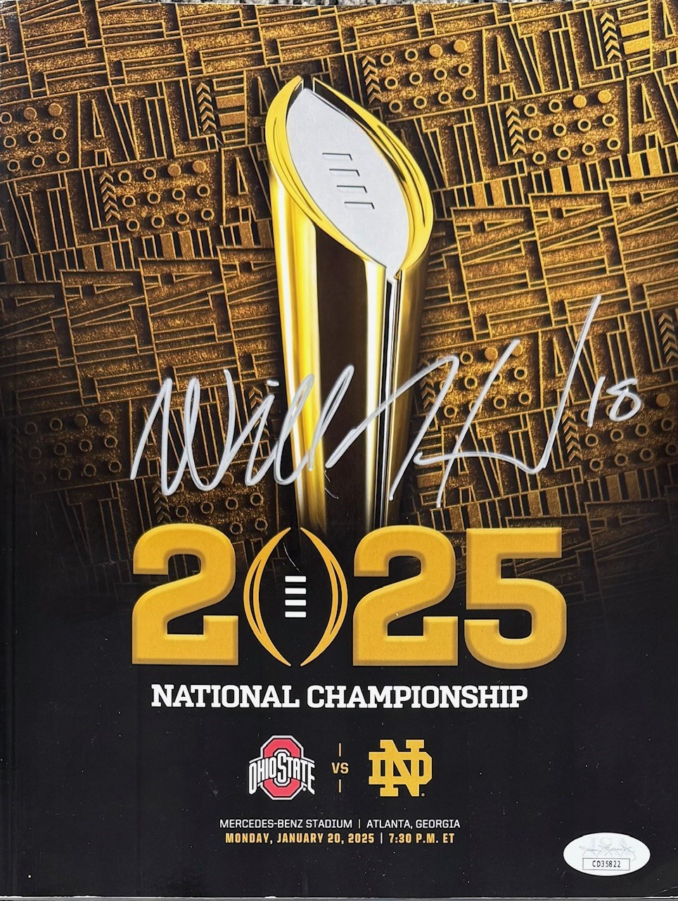 Will Howard Autographed Ohio State Buckeyes 2025 National Championship Program JSA COA
