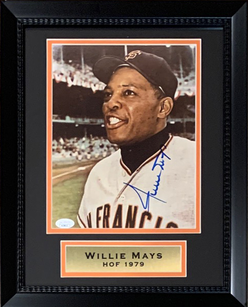 Willie Mays Autographed San Francisco Giants Signed Baseball 8x10 Framed Photo JSA COA 2