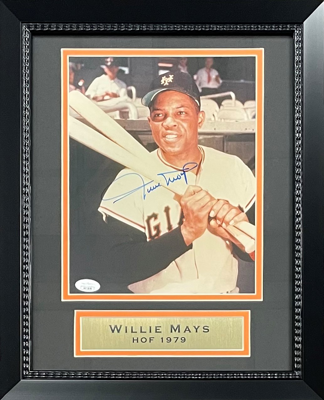 Willie Mays Autographed San Francisco Giants Signed Baseball 8x10 Framed Photo JSA COA 4