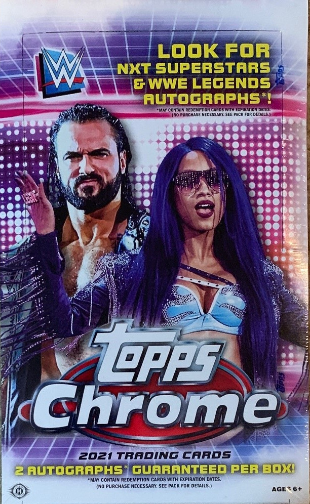 2021 WWE Topps Chrome Wrestling Sealed Hobby Box 24 Packs Per Box 4 Cards Per Pack 2 Guaranteed Autographs