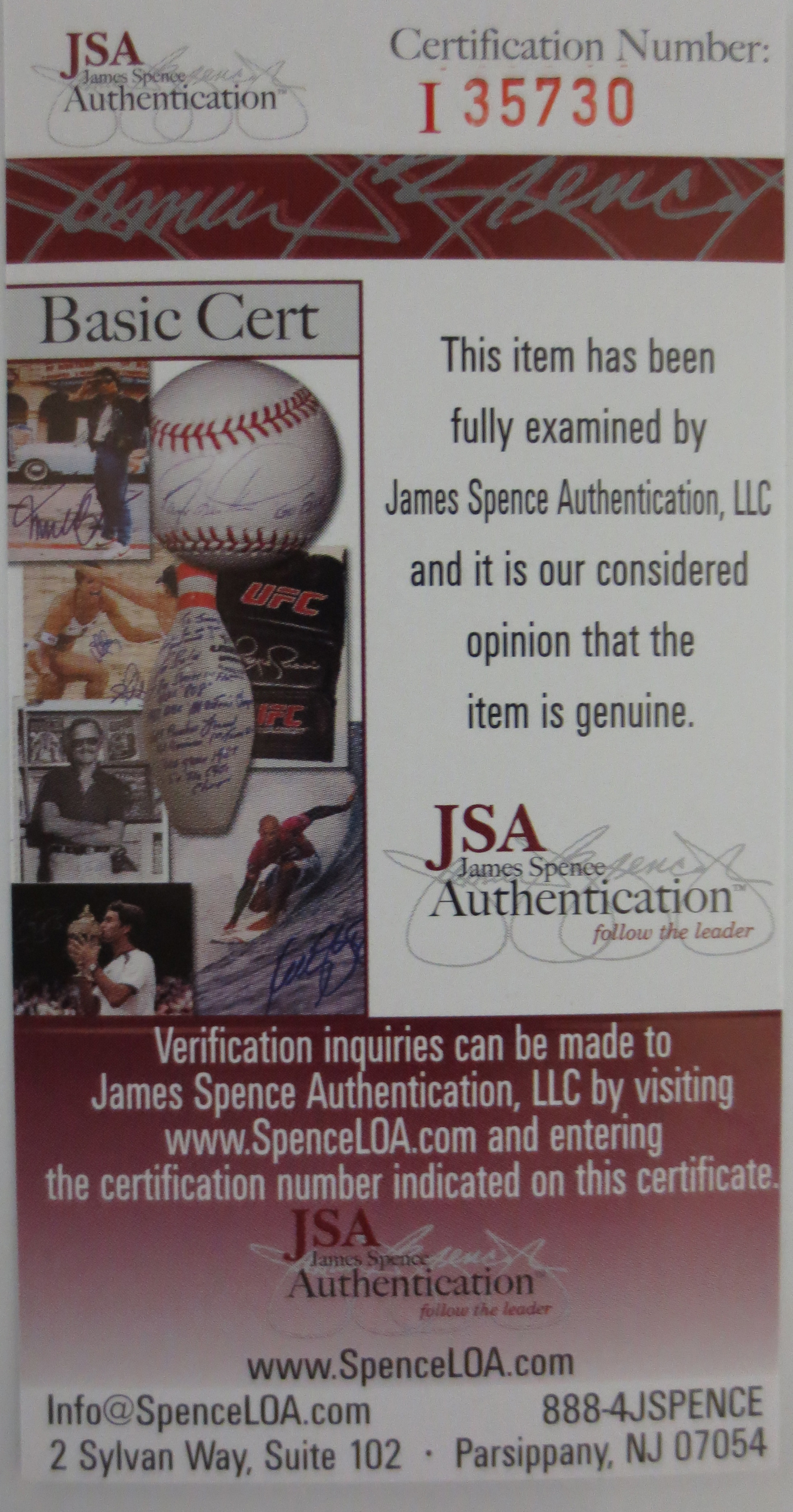 Powers Autographs proudly sells authentic autographed memorabilia from JSA.